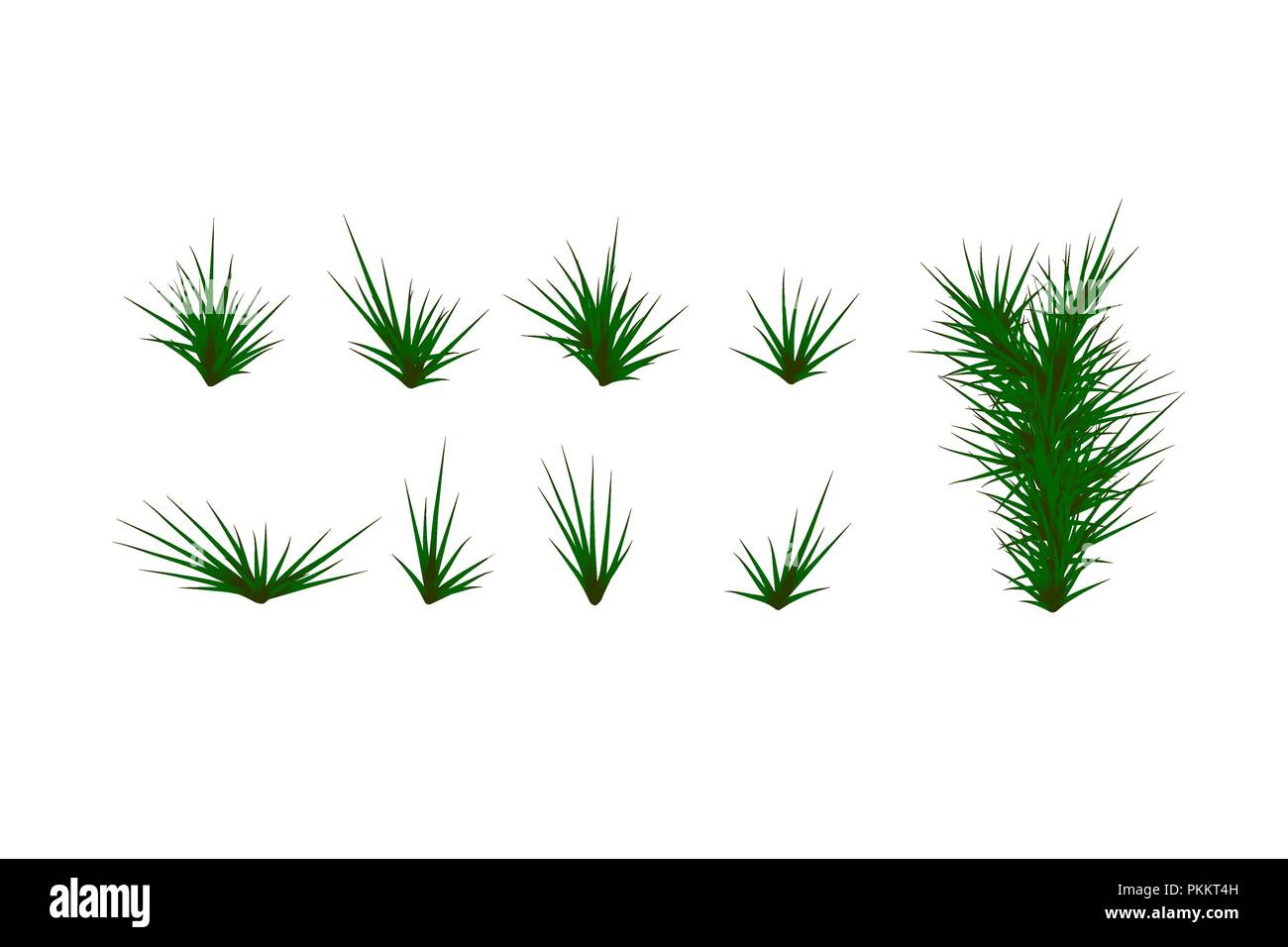 Satz von grünem Gras. Grüne Gras weißen Hintergrund. Vector Illustration Stock Vektor