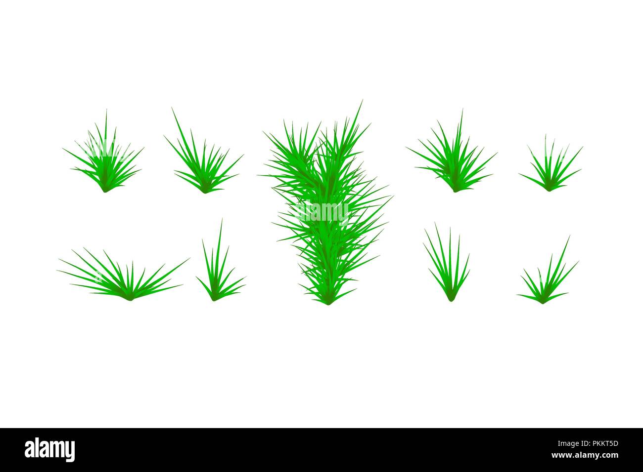 Satz von grünem Gras. Grüne Gras weißen Hintergrund. Vector Illustration Stock Vektor