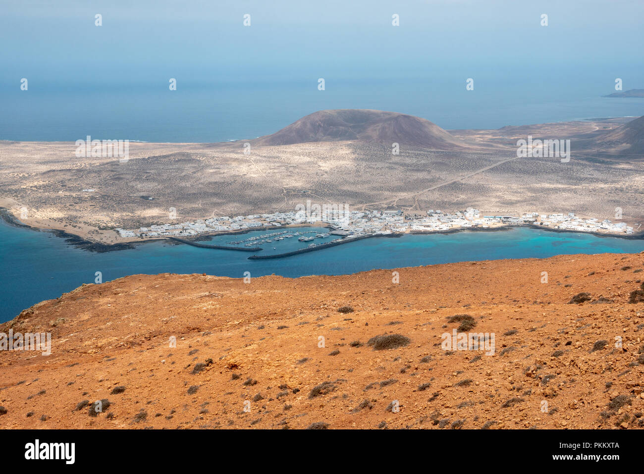 Blick auf den Hafen der Insel Fuerteventura Stockfoto