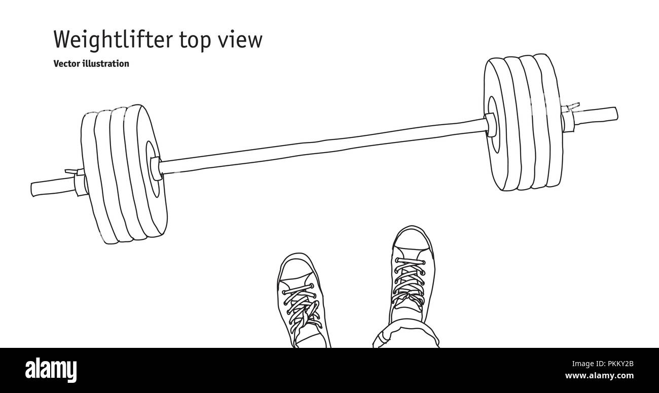 Gewichtheber Männer Fuß oben schwarz und weiß Stock Vektor