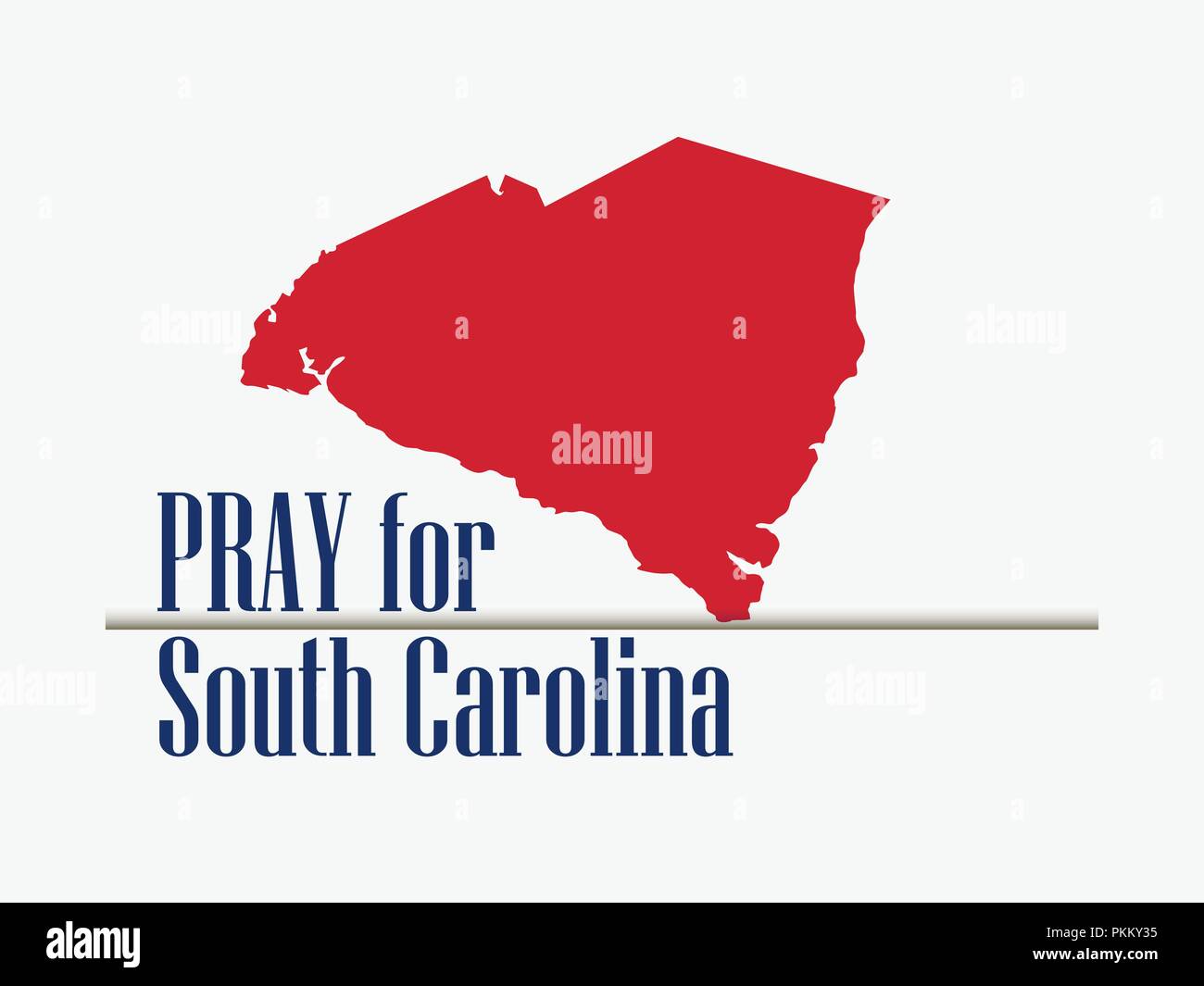 Beten Sie für South Carolina. Hurrikan, Naturkatastrophen. Unwetterwarnung. Vector Illustration Stock Vektor