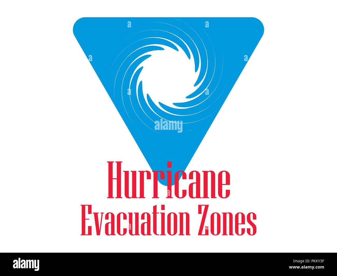 Hurricane Evakuierungszone. Warnung Schild, isolierte blaues Dreieck. Vector Illustration Stock Vektor