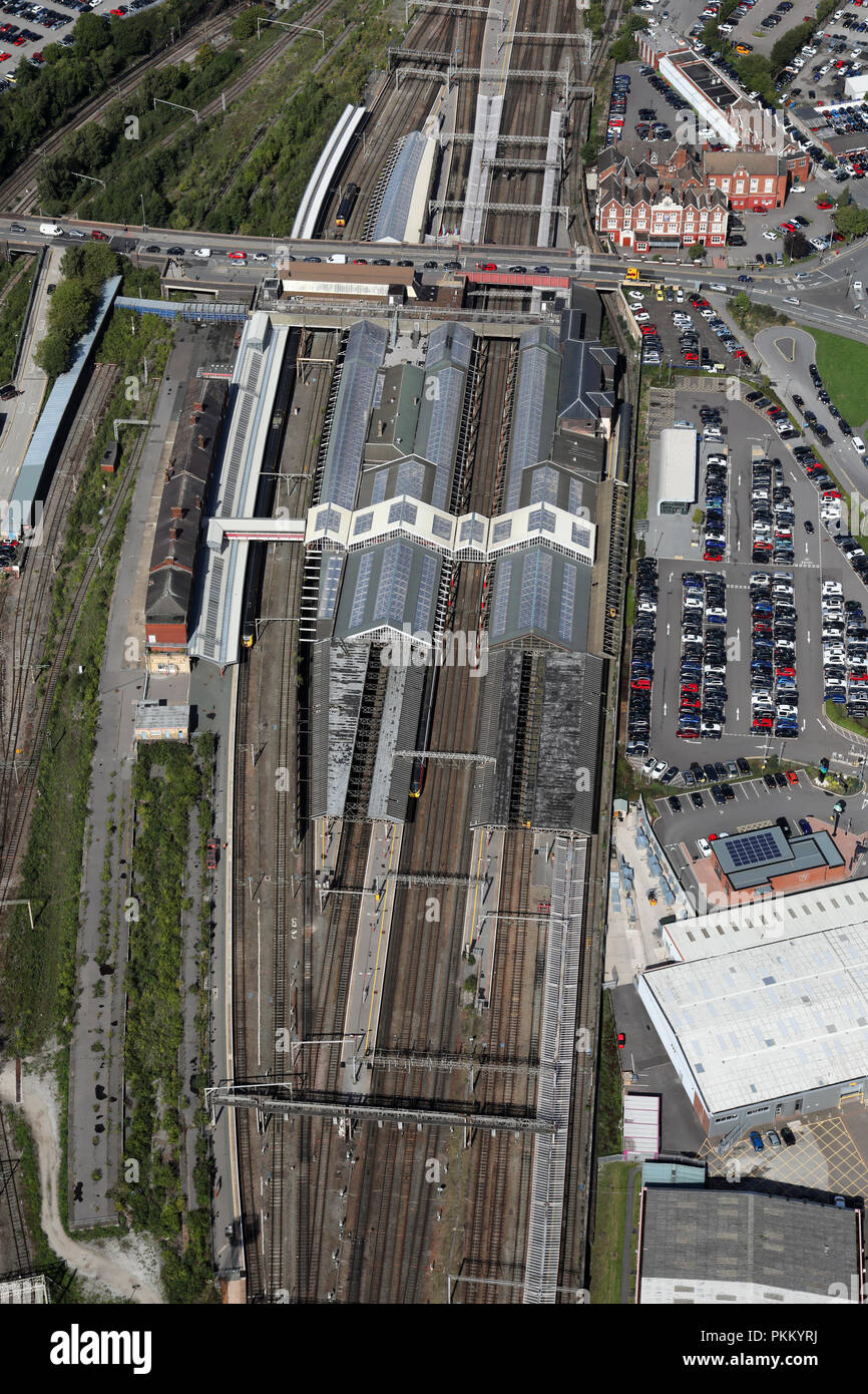 Luftbild von Bahnhof Crewe, Cheshire Stockfoto