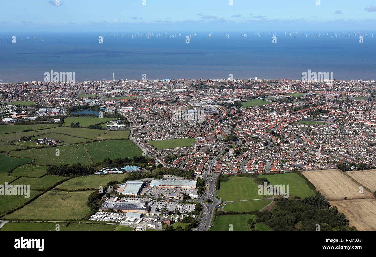 Luftaufnahme von Rhyl in Nord Wales Stockfoto