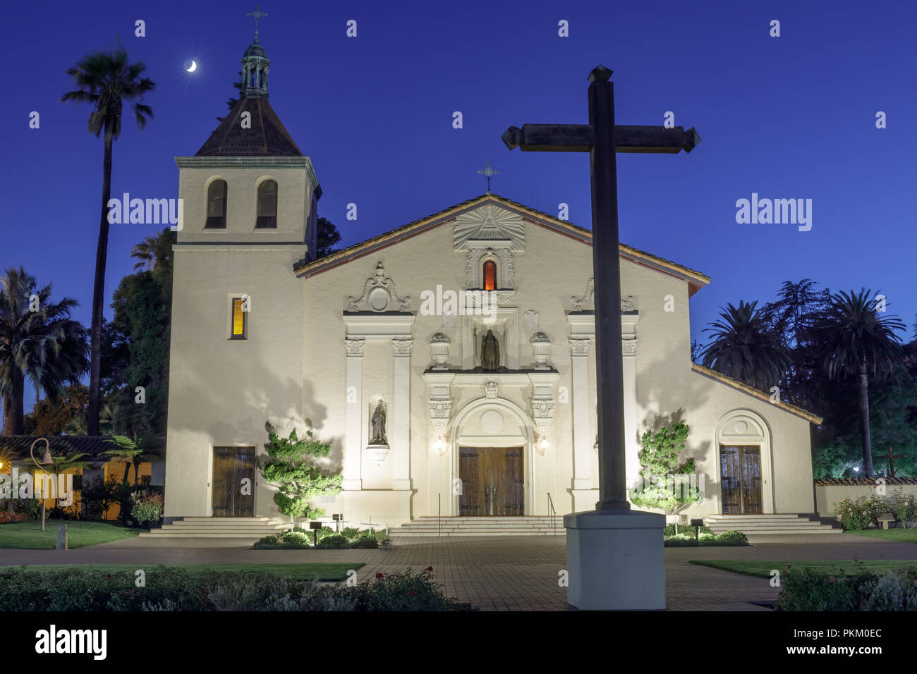 Santa Clara, Kalifornien - 13. September 2018: die Fassade der Kirche die Mission Santa Clara de Asis. Stockfoto