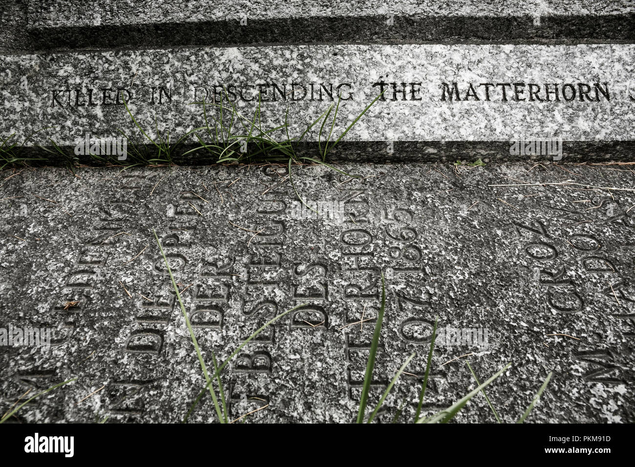 Friedhof für Bergsteiger, Zermatt, Wallis, Schweiz, Europa. Stockfoto