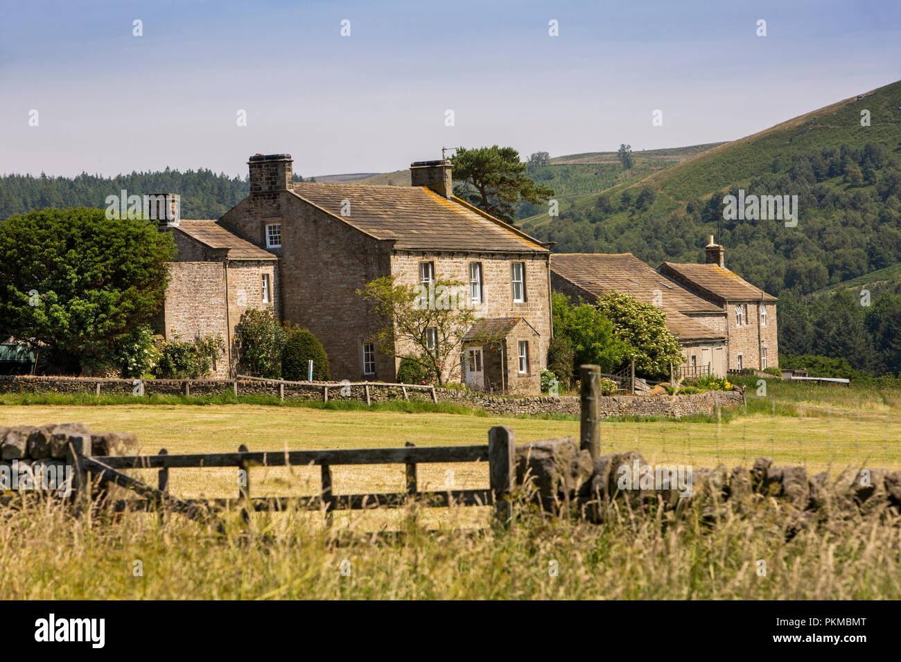 England, Yorkshire, Wharfedale, Bolton Abbey Estate, die riddings, aus Stein erbaute Bauernhaus Stockfoto