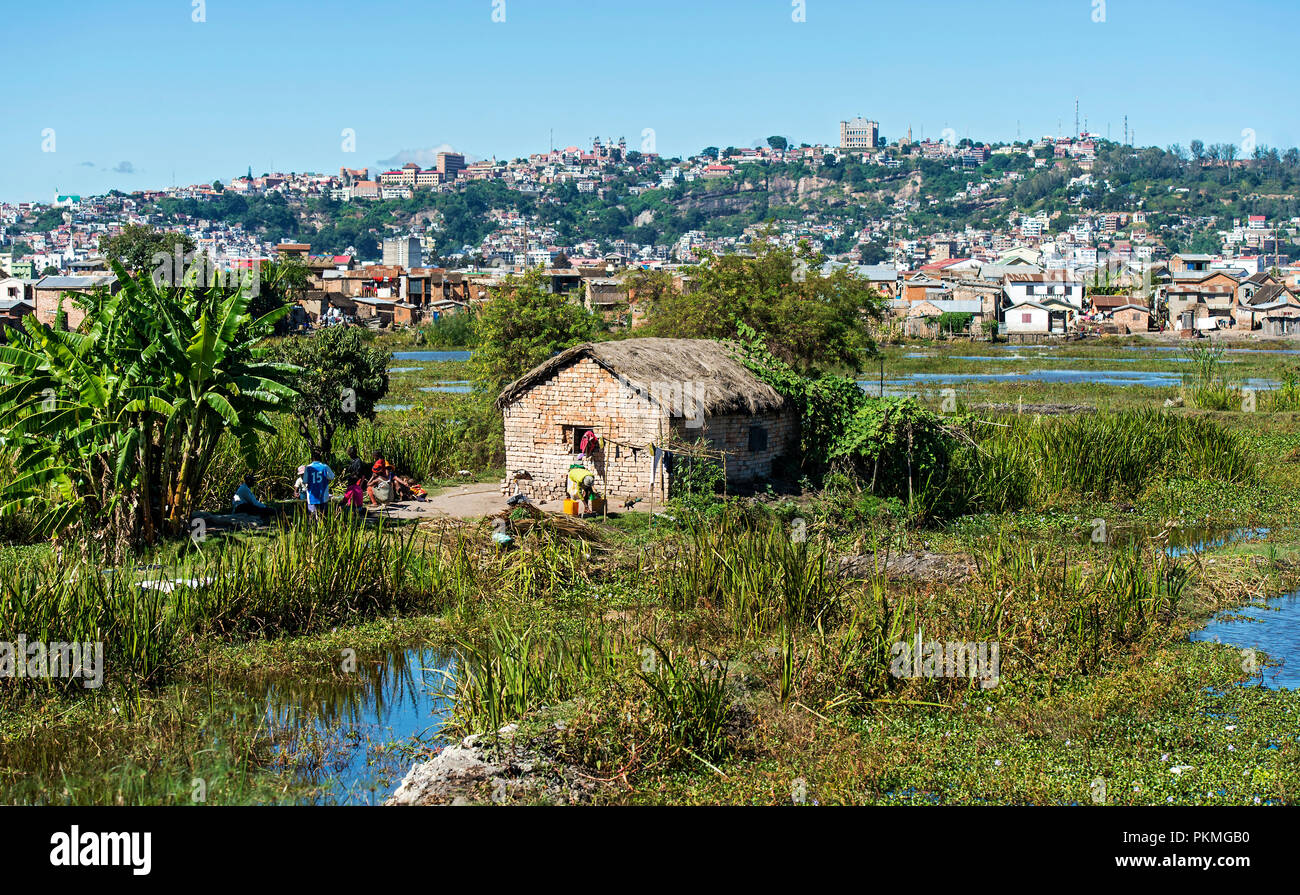 Schlechte suburbanen Siedlungen von Antananarivo, Madagaskar Stockfoto