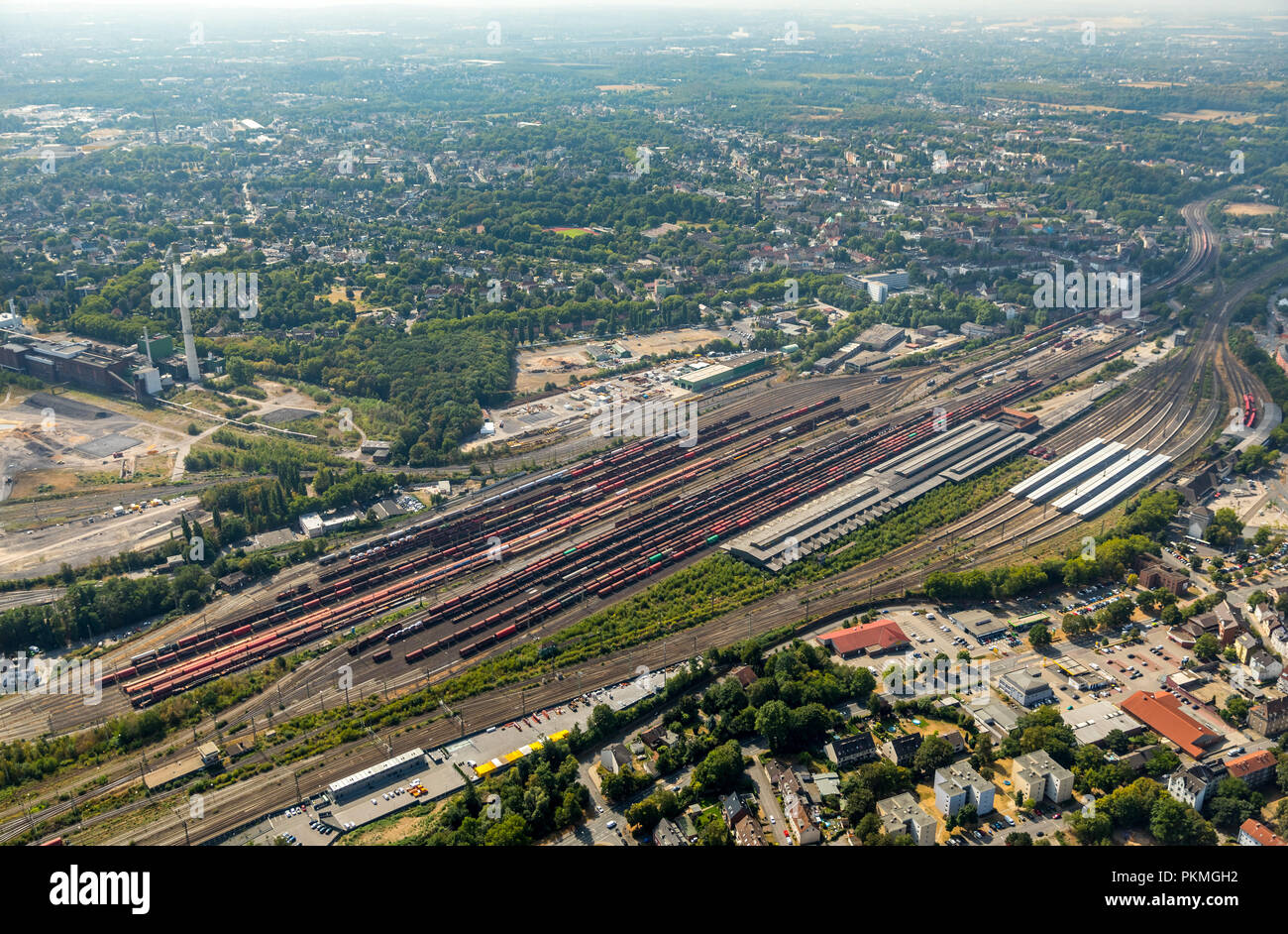 Luftaufnahme, Entwicklung Projekt ehemalige General Cargo Bahnhof, Hauptbahnhof Wanne-Eickel, Gleisanlagen, Wanne Eickel, Herne Stockfoto