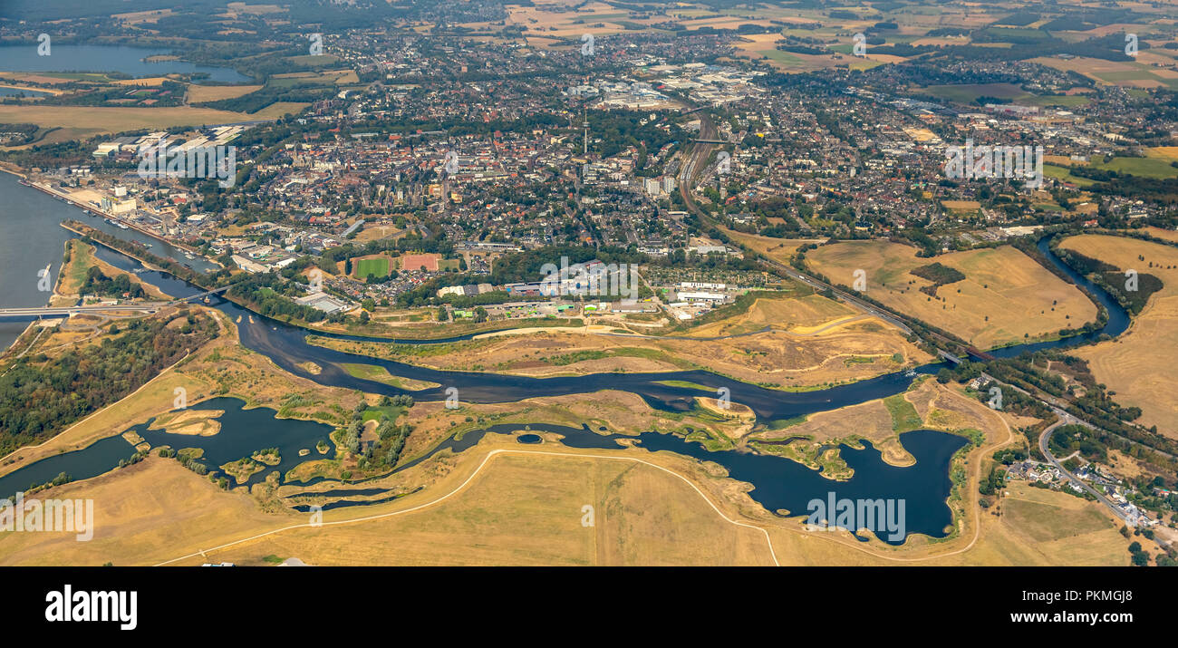 Luftaufnahme, Neue Lippedelta, Lippe Mündung, Lippe, Rhein, Lippeverband, Wesel, Ruhrgebiet, Nordrhein-Westfalen, Deutschland Stockfoto