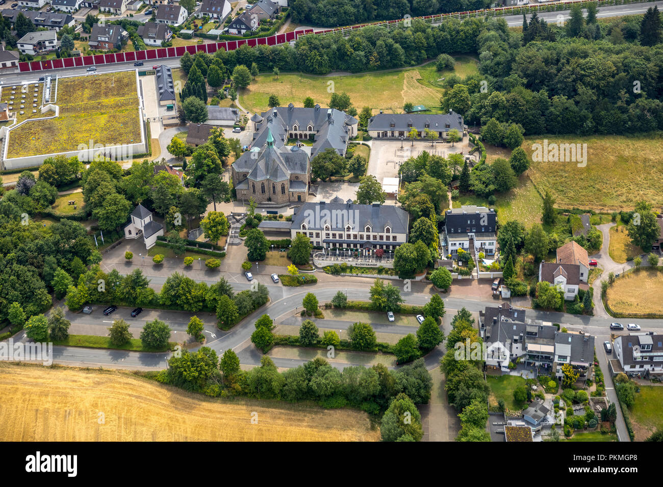 Luftaufnahme, Zisterzienserkloster Bochum-Stiepel, Bochum, Ruhrgebiet, Nordrhein-Westfalen, Deutschland Stockfoto