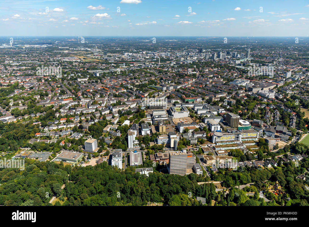 Luftaufnahme, Universitätsklinikum Essen, Rüttenscheid, Essen, Ruhrgebiet, Nordrhein-Westfalen, Deutschland Stockfoto