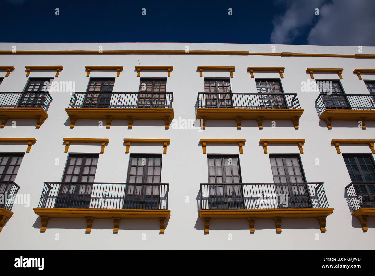 Campeche, Mexiko - Januar 31,2018: Detail der typischen Gebäude aus der Kolonialzeit in Campeche, Mexiko. Historische Festungsstadt Campeche - UNESCO-Herita Stockfoto