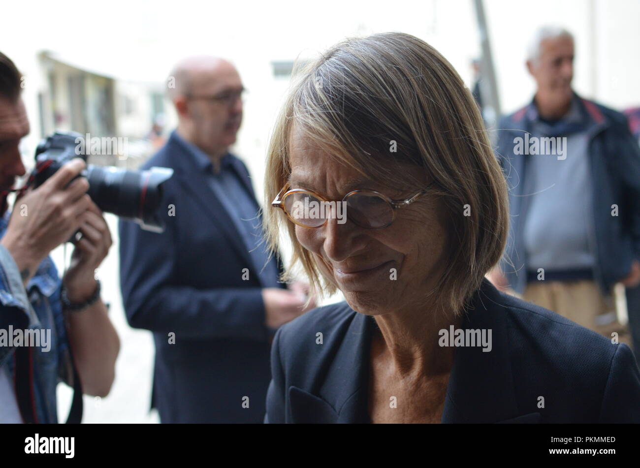 La Rochelle, Frankreich. 14. Sep 2018. Françoise Nyssen, Minister für Kultur, auf die Fiktion Festival 2018 in La Rochelle. Credit: Fabrice Restier/Alamy leben Nachrichten Stockfoto