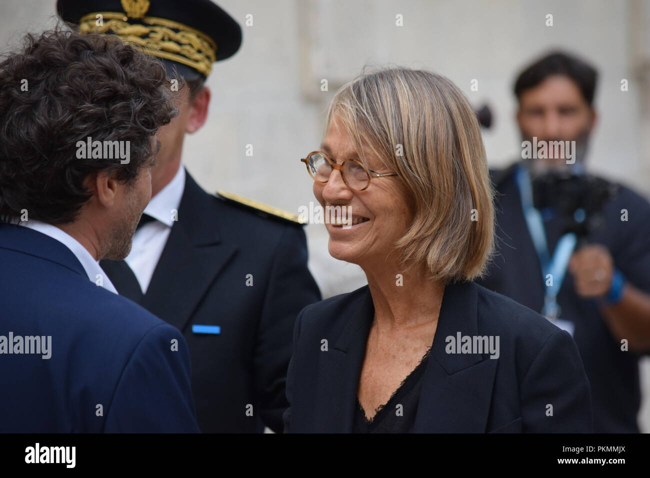 La Rochelle, Frankreich. 14. Sep 2018. Françoise Nyssen, Minister für Kultur, auf die Fiktion Festival 2018 in La Rochelle. Credit: Fabrice Restier/Alamy leben Nachrichten Stockfoto