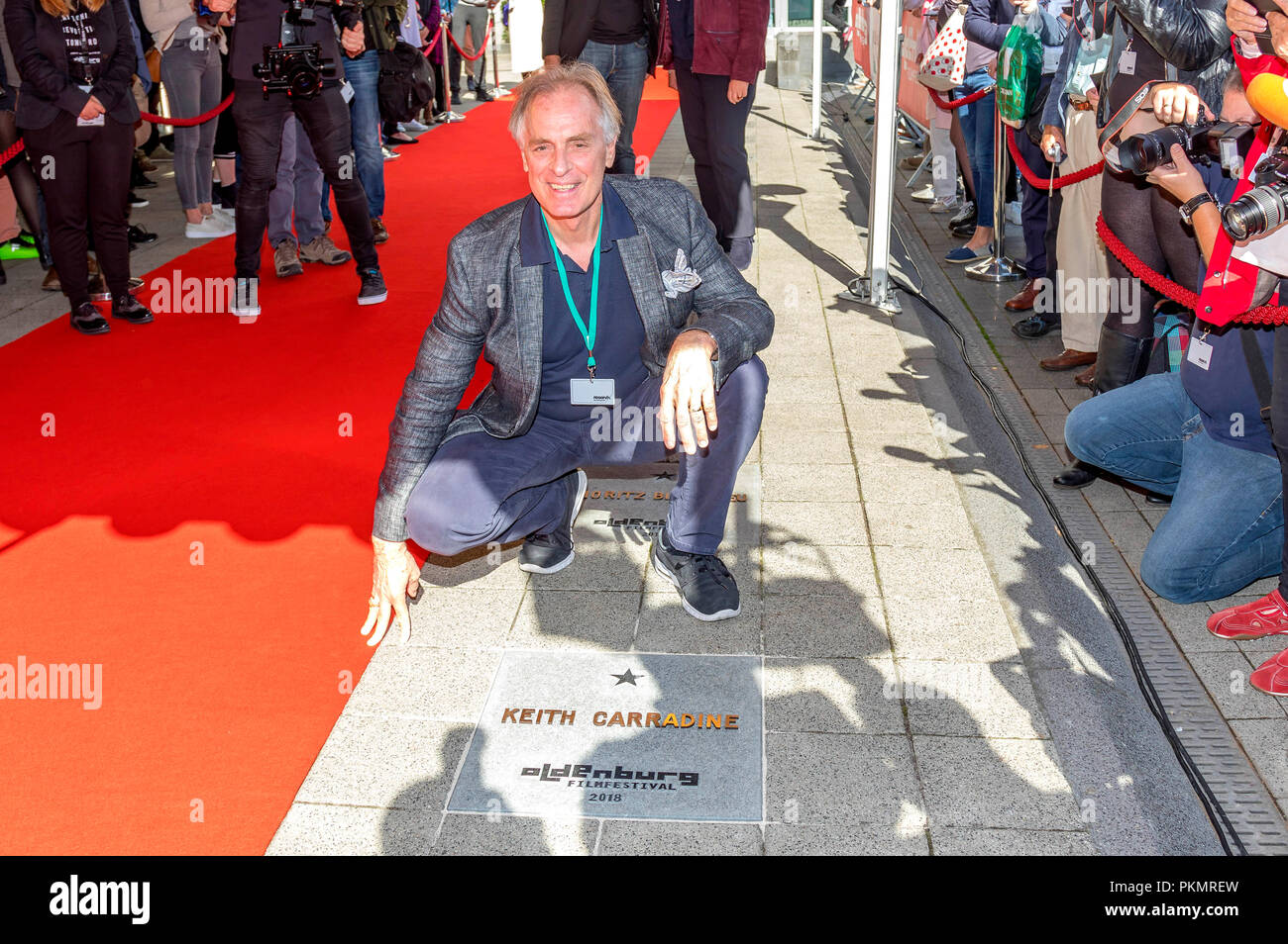 Keith Carradine ist mit einem Stern auf dem Walk of Fame geehrt die OLB beim Filmfest Oldenburg, am 14. September 2018 in Oldenburg, Deutschland. Stockfoto