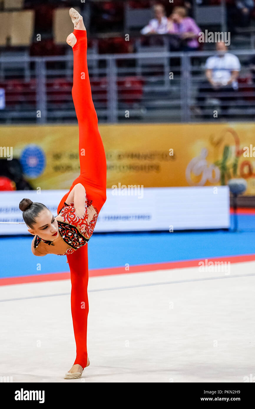 September 14, 2018: Vlada Nikolchenko von Ukraine während Einzel-mehrkampf Finale in der Arena Armeec in Sofia am 36. Abb. Rhythmische Gymnastik Weltmeisterschaften. Ulrik Pedersen/CSM Stockfoto