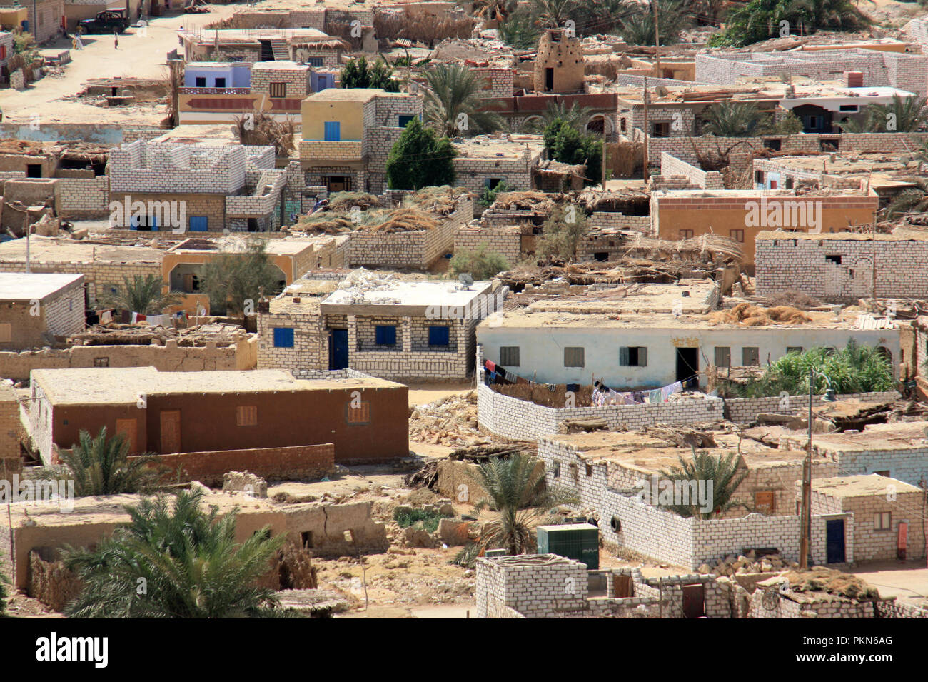 Einfache Lehm gemauerte Häuser in Siwa, Oase Siwa, Ägypten Stockfoto