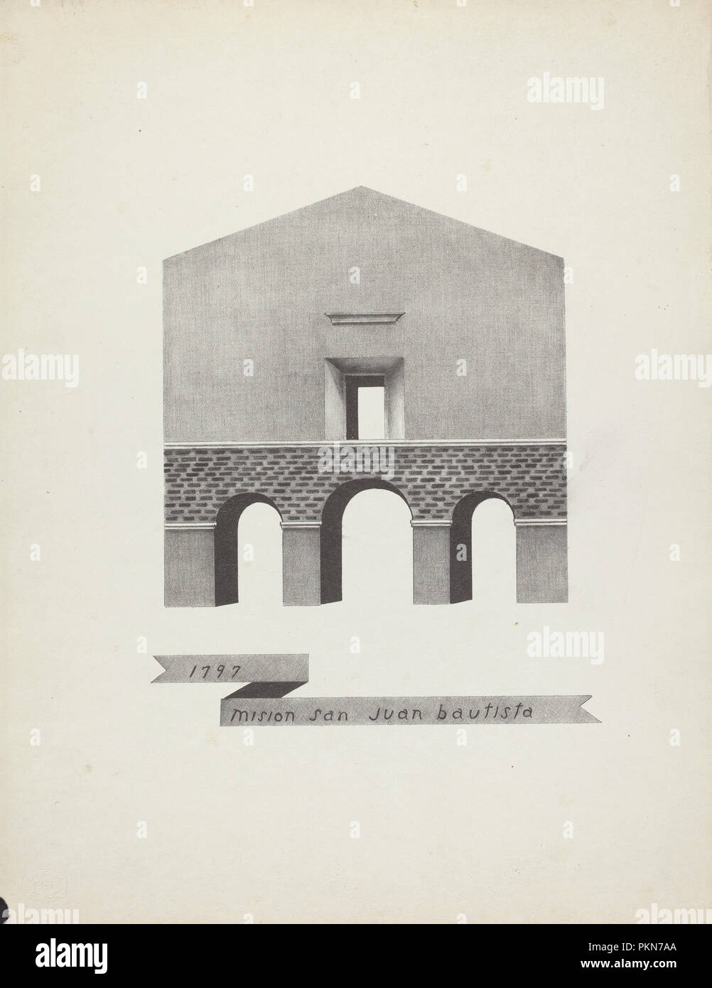 Mision San Juan Bautista. Stand: 1935/1942. Maße: gesamt: 32,5 x 25,3 cm (12 13/16 x 9 15/16 in.). Medium: Lithographie auf Webte Papier. Museum: Nationalgalerie, Washington DC. Autor: James Jones. Stockfoto