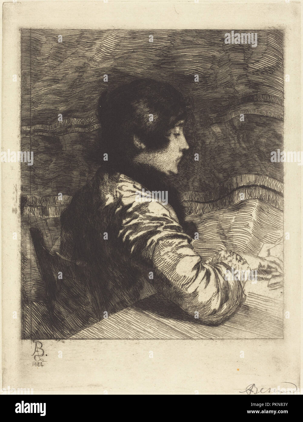 Madame Besnard. Stand: 1884. Medium: Radierung. Museum: Nationalgalerie, Washington DC. Autor: Albert Besnard. Stockfoto