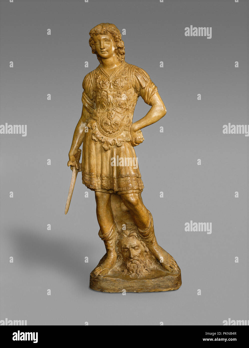 David. Vom späten 15. bis frühen 16. Jahrhundert. Abmessungen: insgesamt: 50 x 17,4 cm (19 11/16 x 6 7/8 in.). Medium: Terrakotta. Museum: Nationalgalerie, Washington DC. Autor: Meister der David und Saint John statuetten. Stockfoto