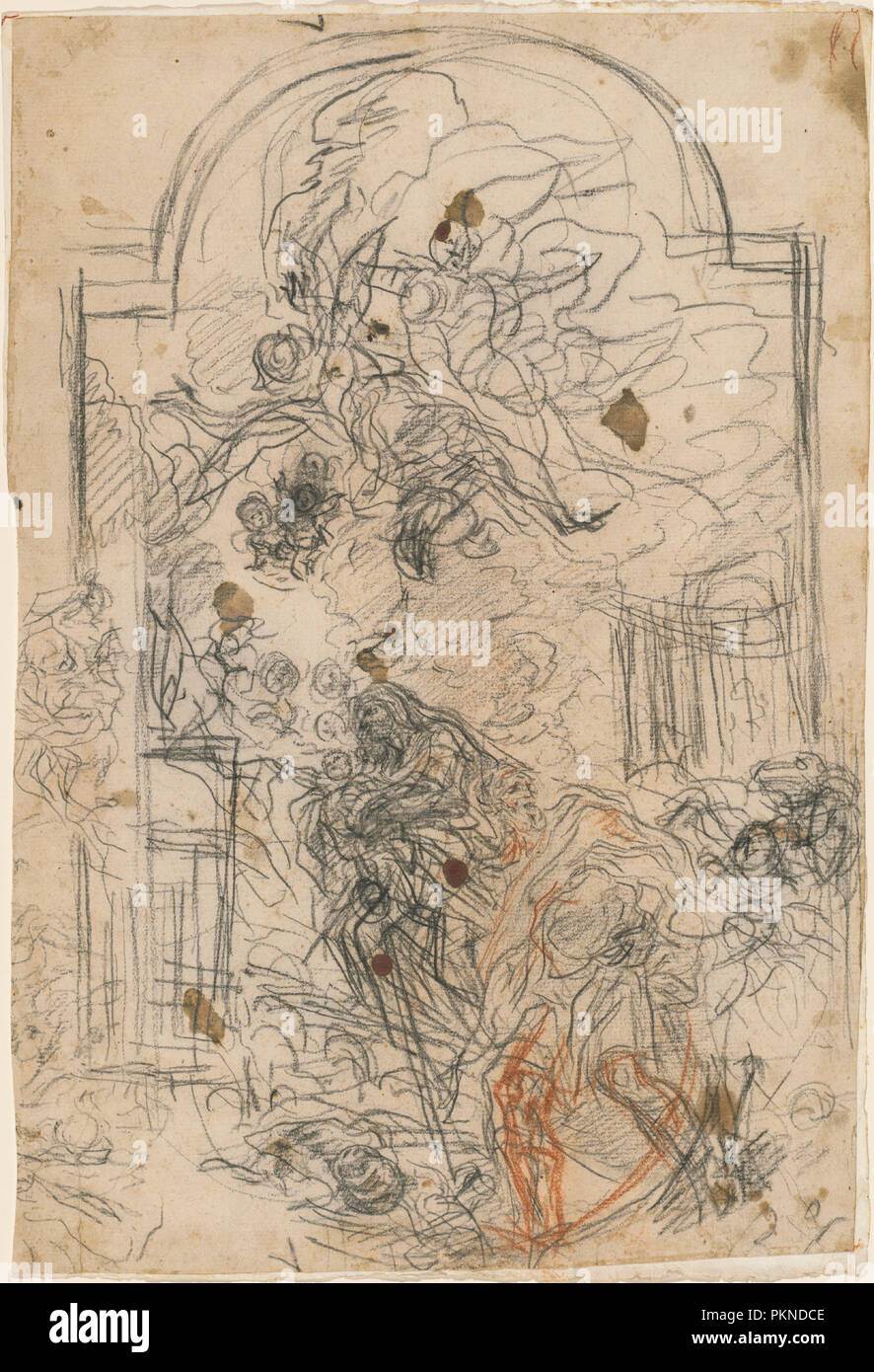 Die Flucht nach Ägypten. Vom: C. 1664. Maße: Blatt: 42,4 x 28,5 cm (16 11/16 x 11 1/4 in.). Medium: schwarze und rote Kreide auf Creme Bütten. Museum: Nationalgalerie, Washington DC. Autor: Baldassare Franceschini. Stockfoto