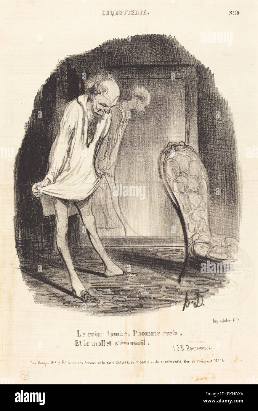 Le coton Tombe, l'homme Rest... Stand: 1840. Medium: Lithographie. Museum: Nationalgalerie, Washington DC. Thema: Honoré Daumier. Stockfoto
