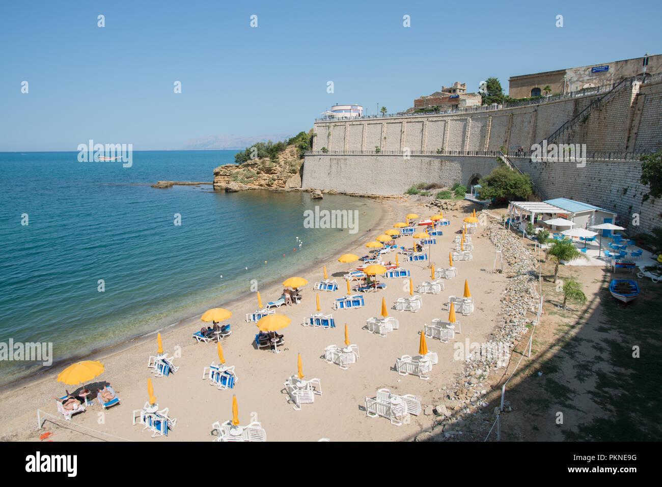Stadtstrand Castellammare del Golfo Sizilien Stockfoto
