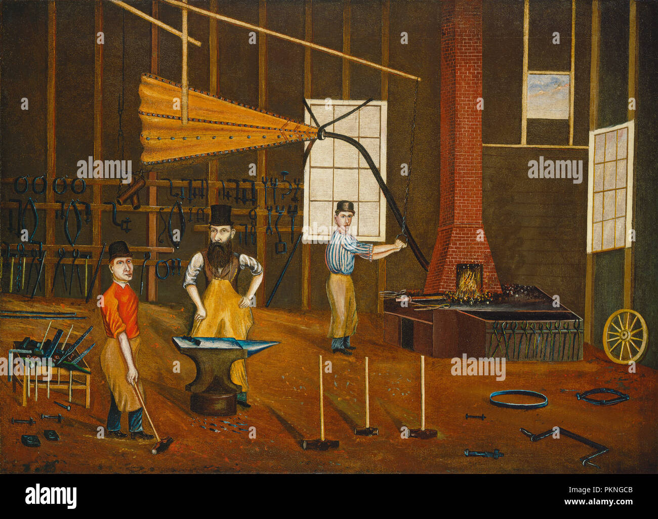 Schmiede. Vom: C. 1880. Maße: gesamt: 59,1 x 81,6 cm (23 1/4 x 32 1/8 in.) gerahmt: 73 x 96,5 x 8,3 cm (28 3/4 x 38 x 3 1/4 in.). Medium: Öl auf Leinwand. Museum: Nationalgalerie, Washington DC. Autor: Francis A. Beckett. Marco Zoppo. Stockfoto