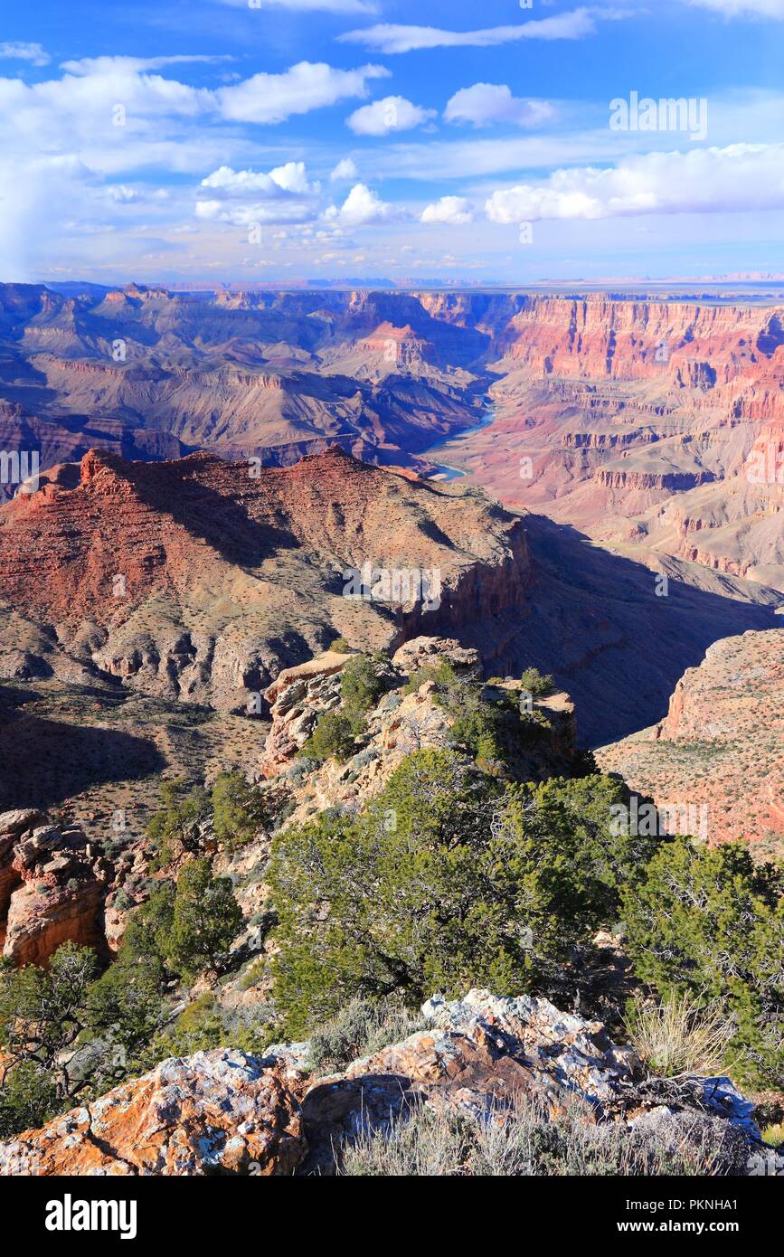 Grand Canyon National Park Landschaft in Arizona, Usa. Colorado Fluss sichtbar. Abyss anzeigen. Stockfoto