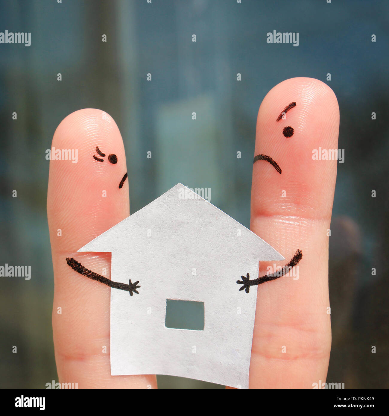 Finger Kunst Der Familie Wahrend Der Streit Konzept Der Mann Und