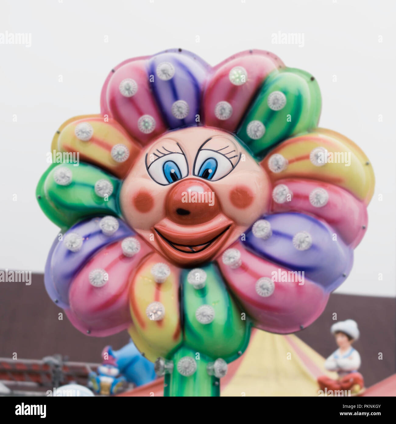 Clown Kopf, der aussieht wie eine Blume Stockfoto