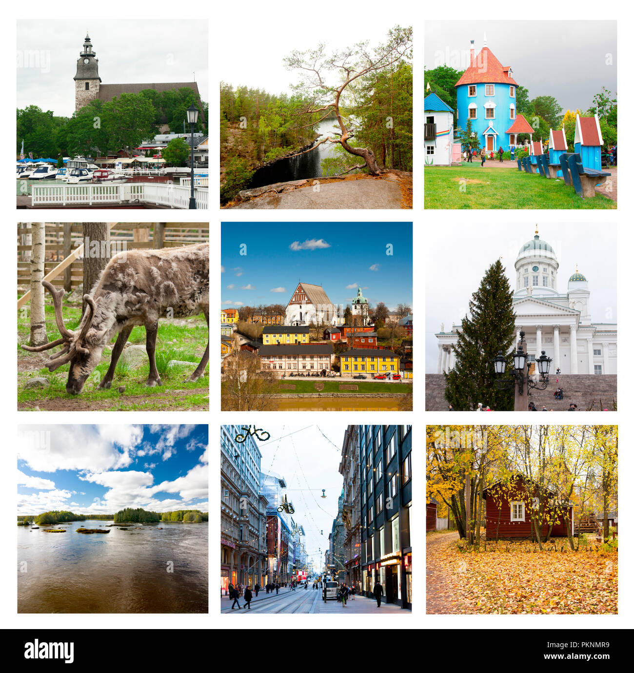 Impressionen aus Finnland, Collage der Bilder. 17. August 2018 Kouvola, Finnland Stockfoto