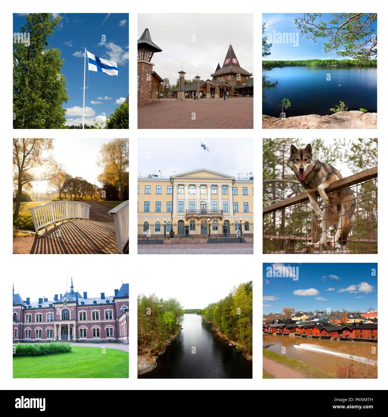 Impressionen aus Finnland, Collage der Bilder. 17. August 2018 Kouvola, Finnland Stockfoto