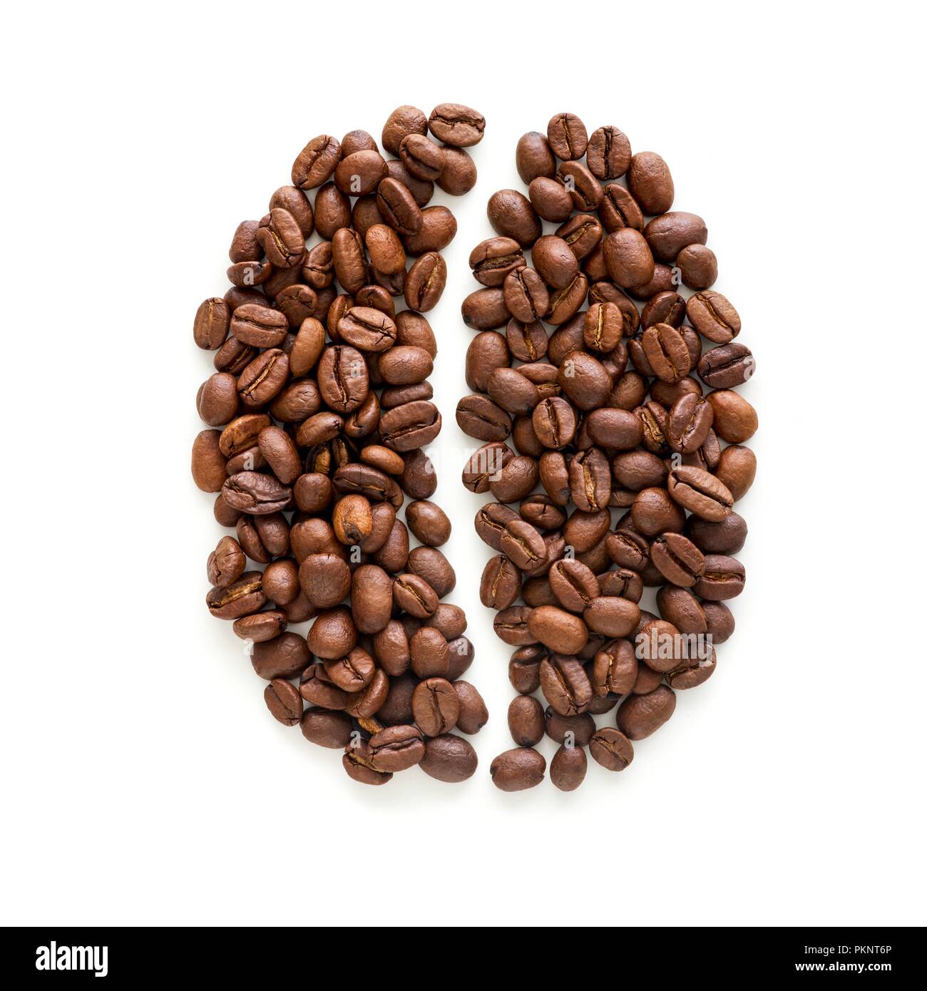 Kaffeebohnen in einer Kaffeebohne Form. Stockfoto