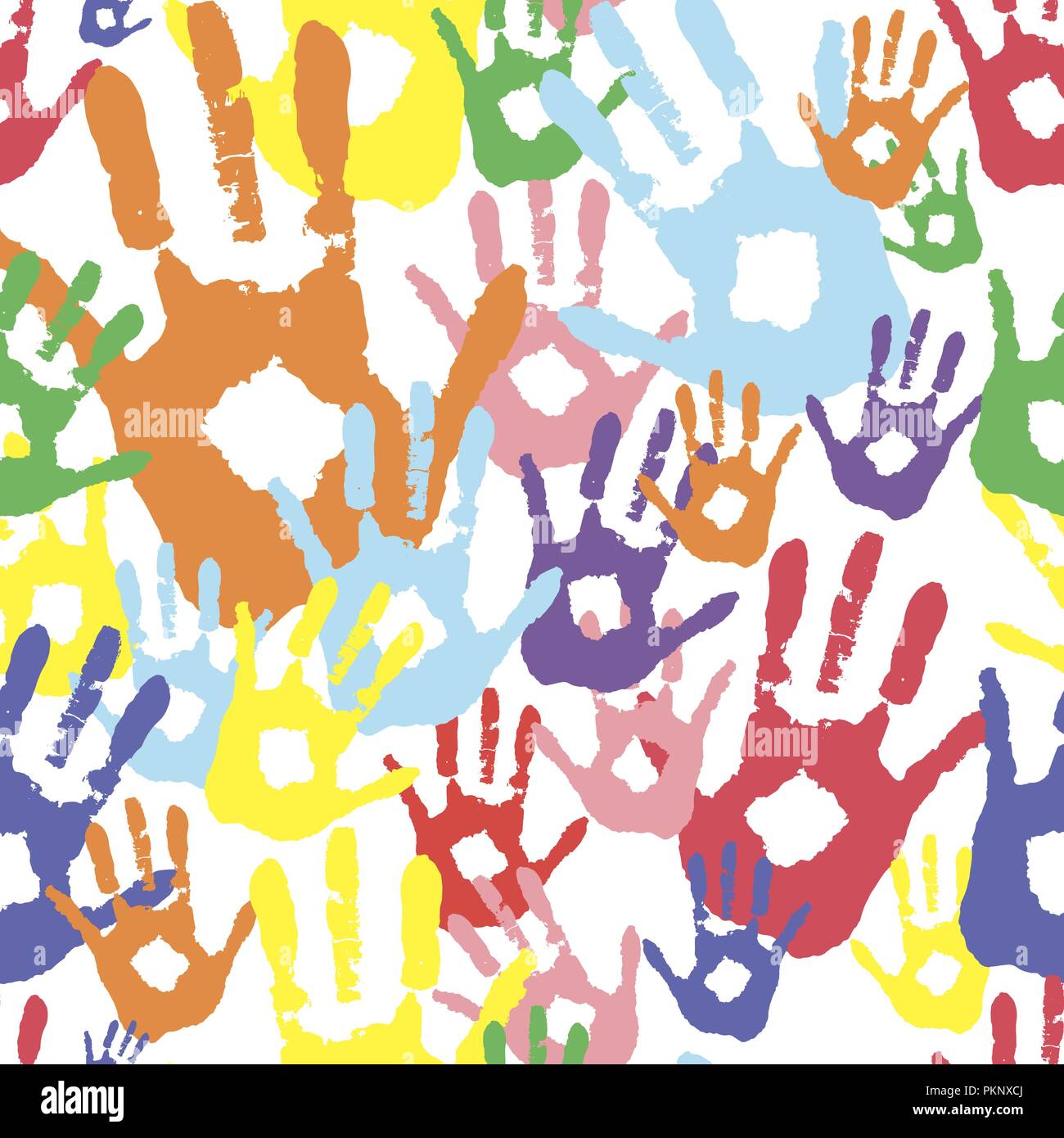 Farbige Palmen in Farbe. Vector Hintergrund, Farbe druckt der Hände symbolisiert Freundschaft. Stock Vektor