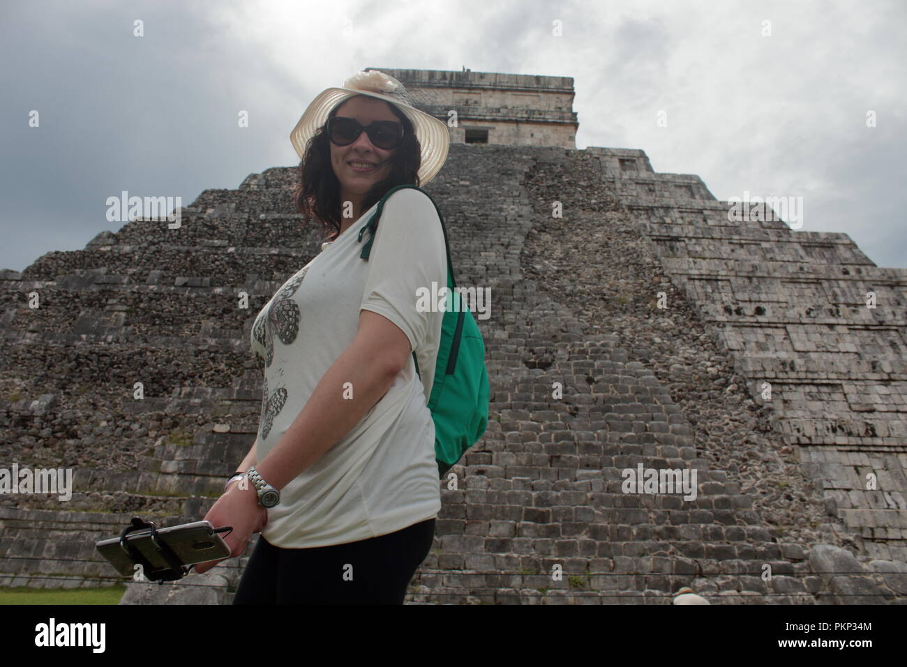 Touristischen Besuch der archäologischen Ausgrabungsstätte von Chichén Itzá Stockfoto