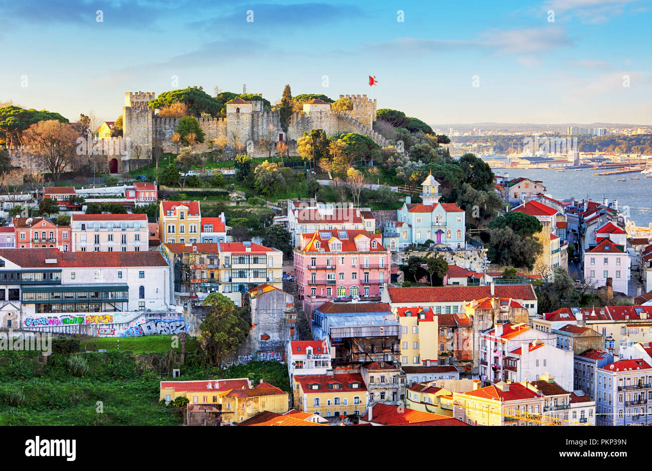 Die Burg São Jorge in Lissabon, Portugal Stockfoto