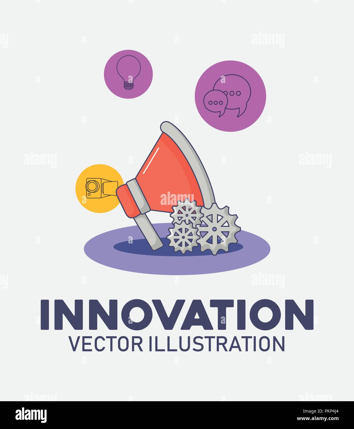 Megaphon Zahnräder Marketing Technology Innovation Vector Illustration Stock Vektor