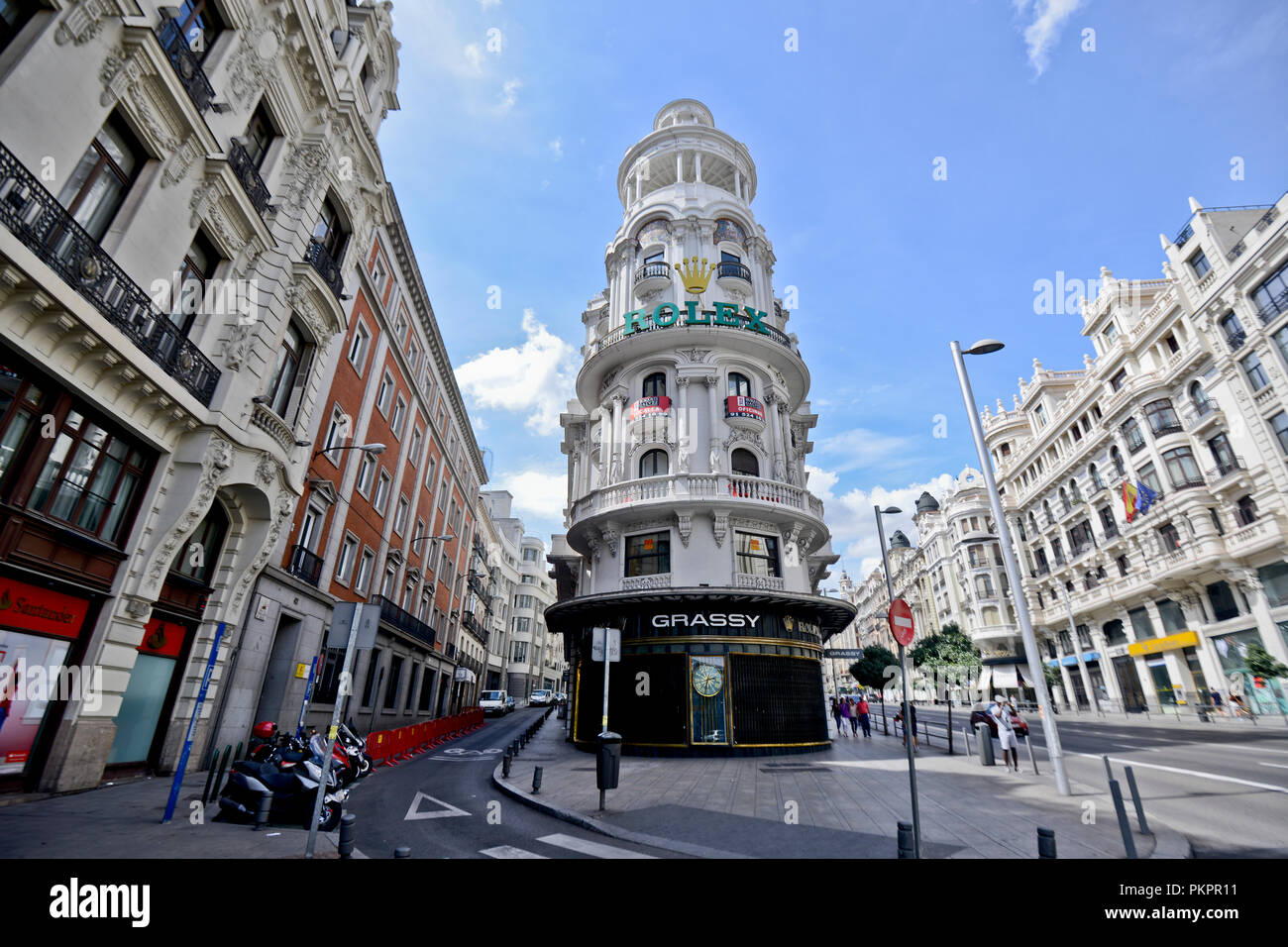 Edificio Rasenfläche. Gran Via, Madrid, Spanien Stockfoto
