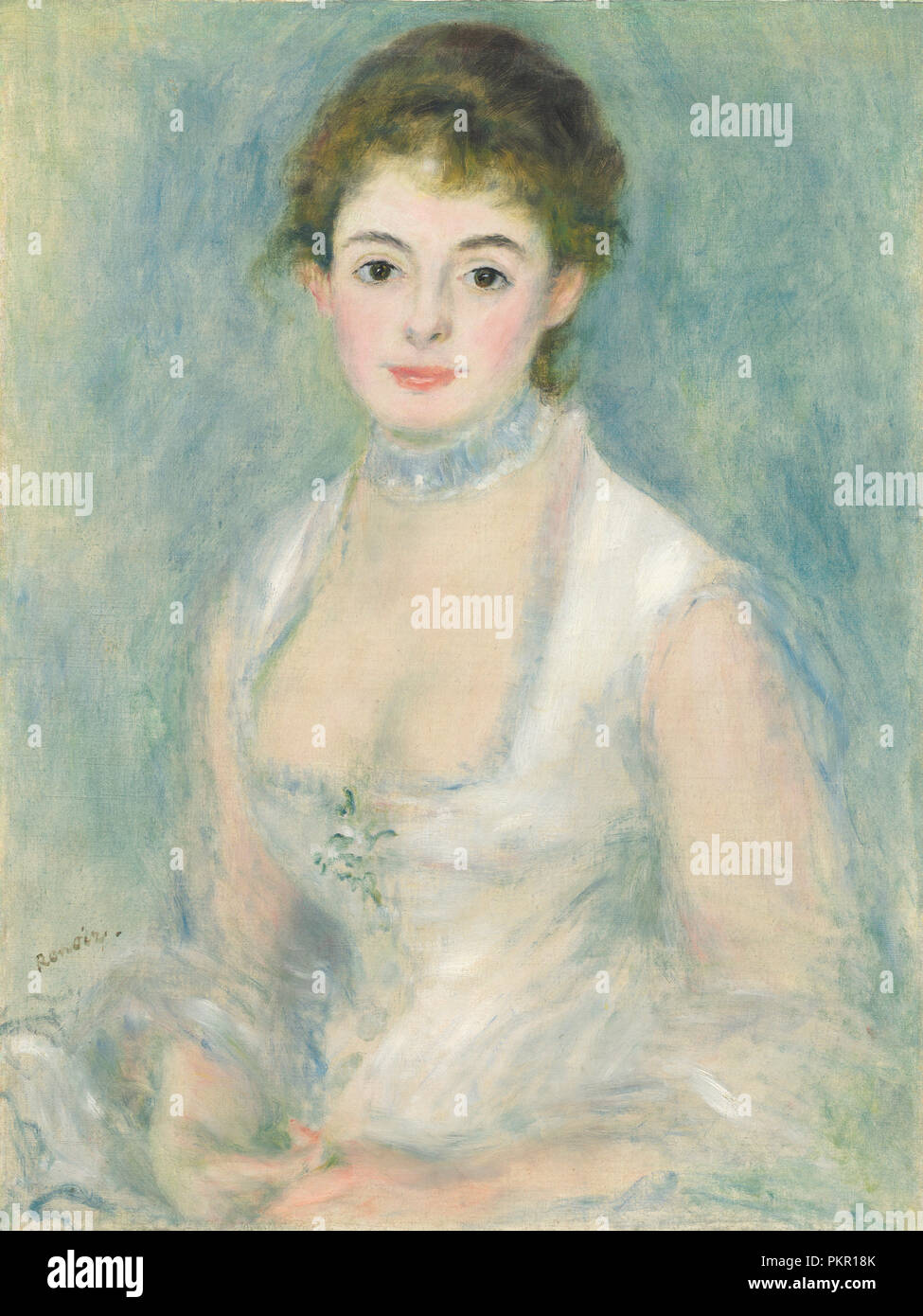 Madame Henriot. Vom: C. 1876. Abmessungen: lackierte Oberfläche: 65,8 x 49,5 cm (25 7/8 x 19 1/2 in.) trage Größe: 68,8 x 53,6 cm (27 1/8 x 21 1/8 in.) gerahmt: 102,9 x 87 cm (40 1/2 x 34 1/4 in.). Medium: Öl auf Leinwand. Museum: Nationalgalerie, Washington DC. Autor: Auguste Renoir. Stockfoto