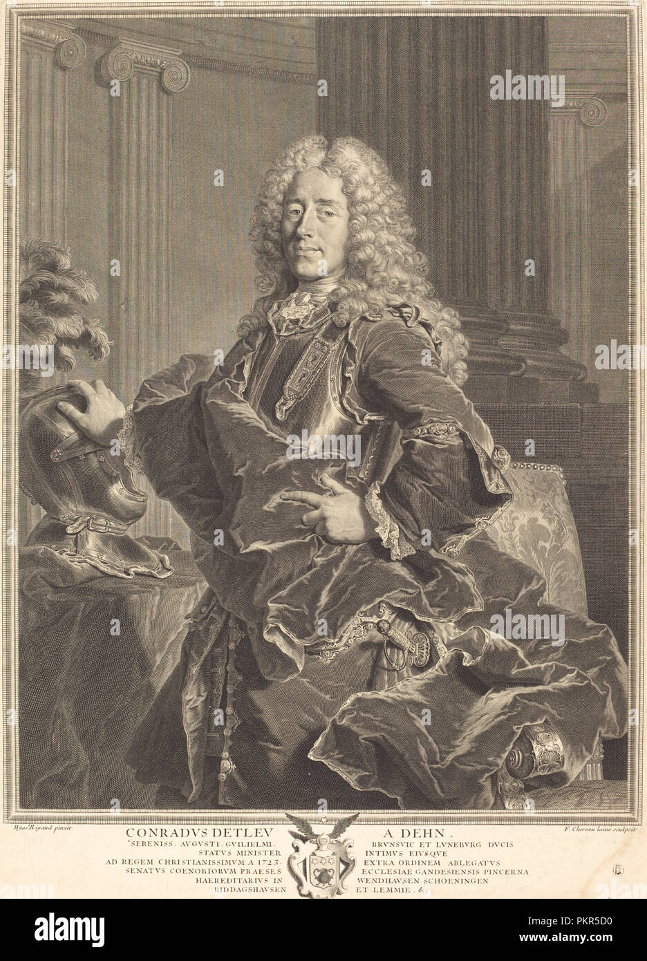 Conradus Detleu von Dehn. Medium: Gravur. Museum: Nationalgalerie, Washington DC. Autor: François chereau ich nach Hyacinthe Rigaud. Stockfoto