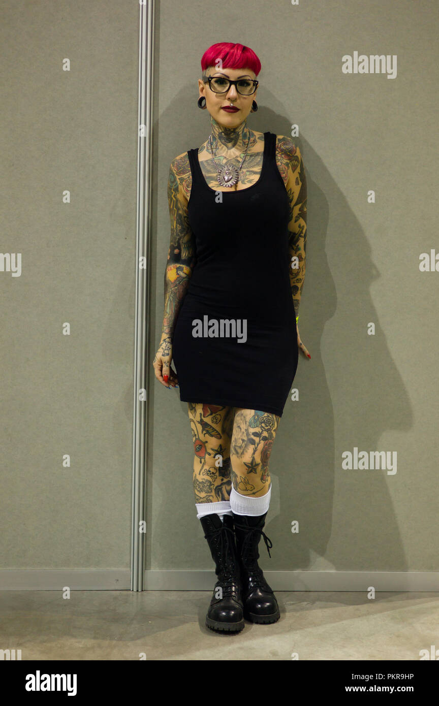 Turin, Italien. 14 Sep, 2018. In Turin ist eine der wichtigsten Tattoo Veranstaltung in Italien statt. Credit: Daniele Baldi/Pacific Press/Alamy leben Nachrichten Stockfoto