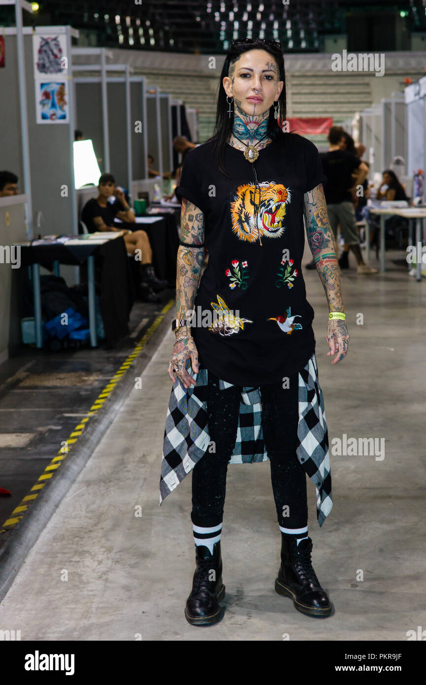 Turin, Italien. 14 Sep, 2018. In Turin ist eine der wichtigsten Tattoo Veranstaltung in Italien statt. Credit: Daniele Baldi/Pacific Press/Alamy leben Nachrichten Stockfoto