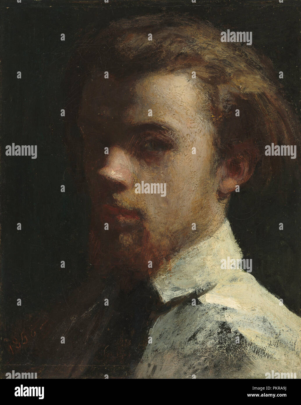 Selbstbildnis. Stand: 1858. Maße: gesamt: 40,7 x 32,7 cm (16 x 12 7/8 in.) gerahmt: 62,9 x 54 x 5,7 cm (24 3/4 x 21 1/4 x 2 1/4 in.). Medium: Öl auf Leinwand. Museum: Nationalgalerie, Washington DC. Autor: HENRI FANTIN-LATOUR. Stockfoto