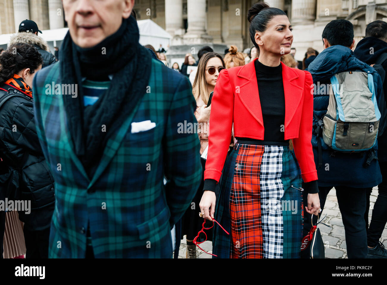 PARIS, Frankreich, 6. März, 2018: Giovanna Battaglia Engelbert gesehen, bevor CHANEL Show in Paris Fashion Week Herbst/Winter 2018-2019 Stockfoto