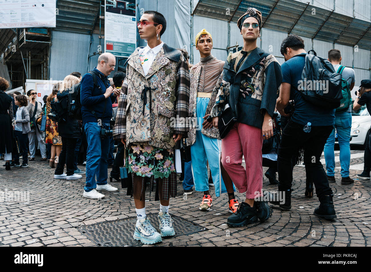 Mailand, Italien - 23 September, 2017: Außerhalb von ANTONIO MARRAS Show in Mailand Fashion Week Frühjahr/Sommer 2018 Stockfoto