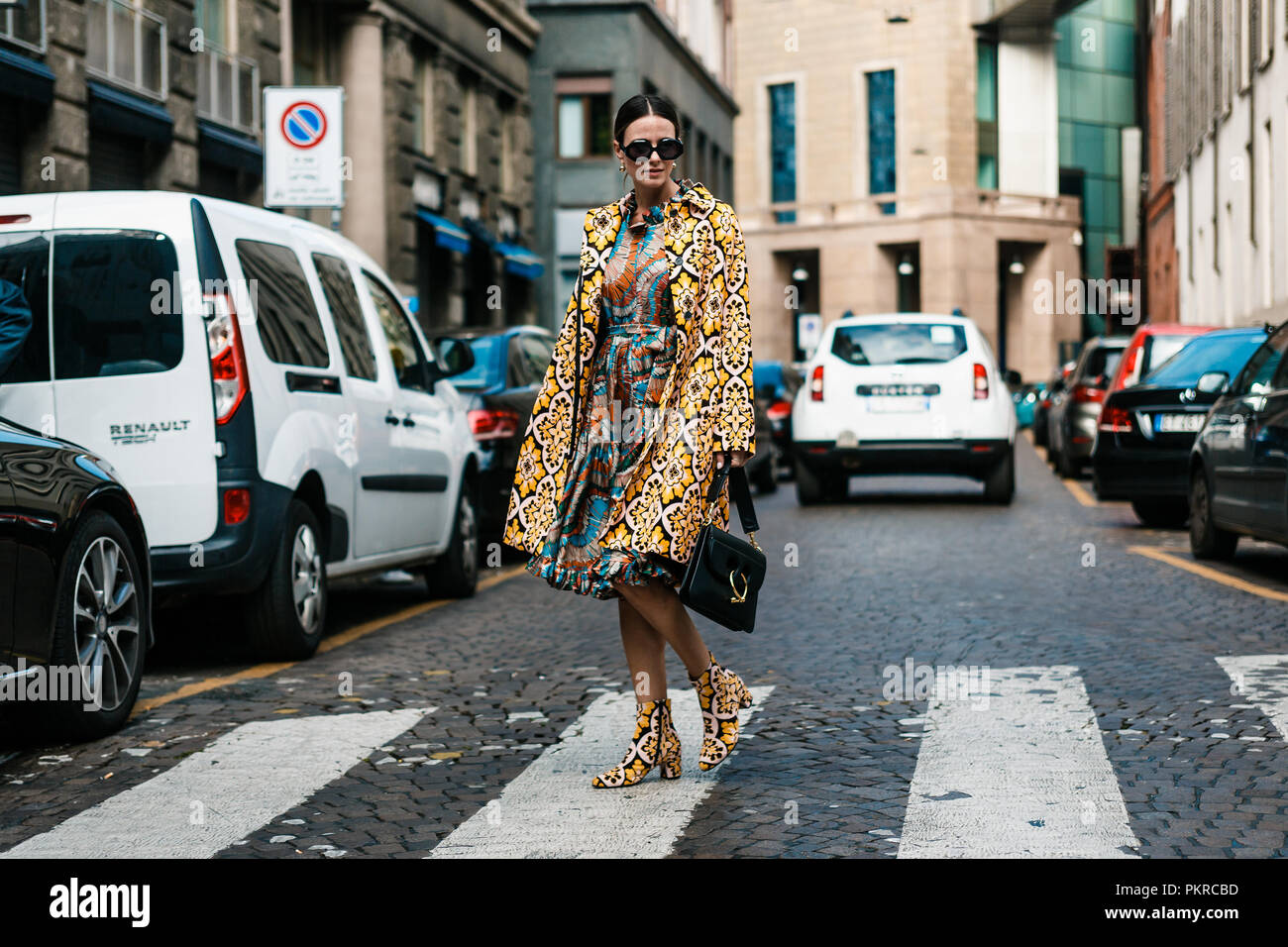 Mailand, Italien - 23 September, 2017: Außerhalb von ANTONIO MARRAS Show in Mailand Fashion Week Frühjahr/Sommer 2018 Stockfoto