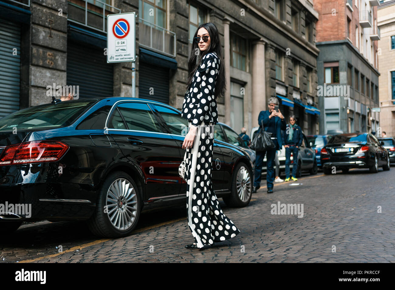 Mailand, Italien - 23 September, 2017: Außerhalb von ANTONIO MARRAS Show in Mailand Fashion Week Frühjahr/Sommer 2018 Stockfoto