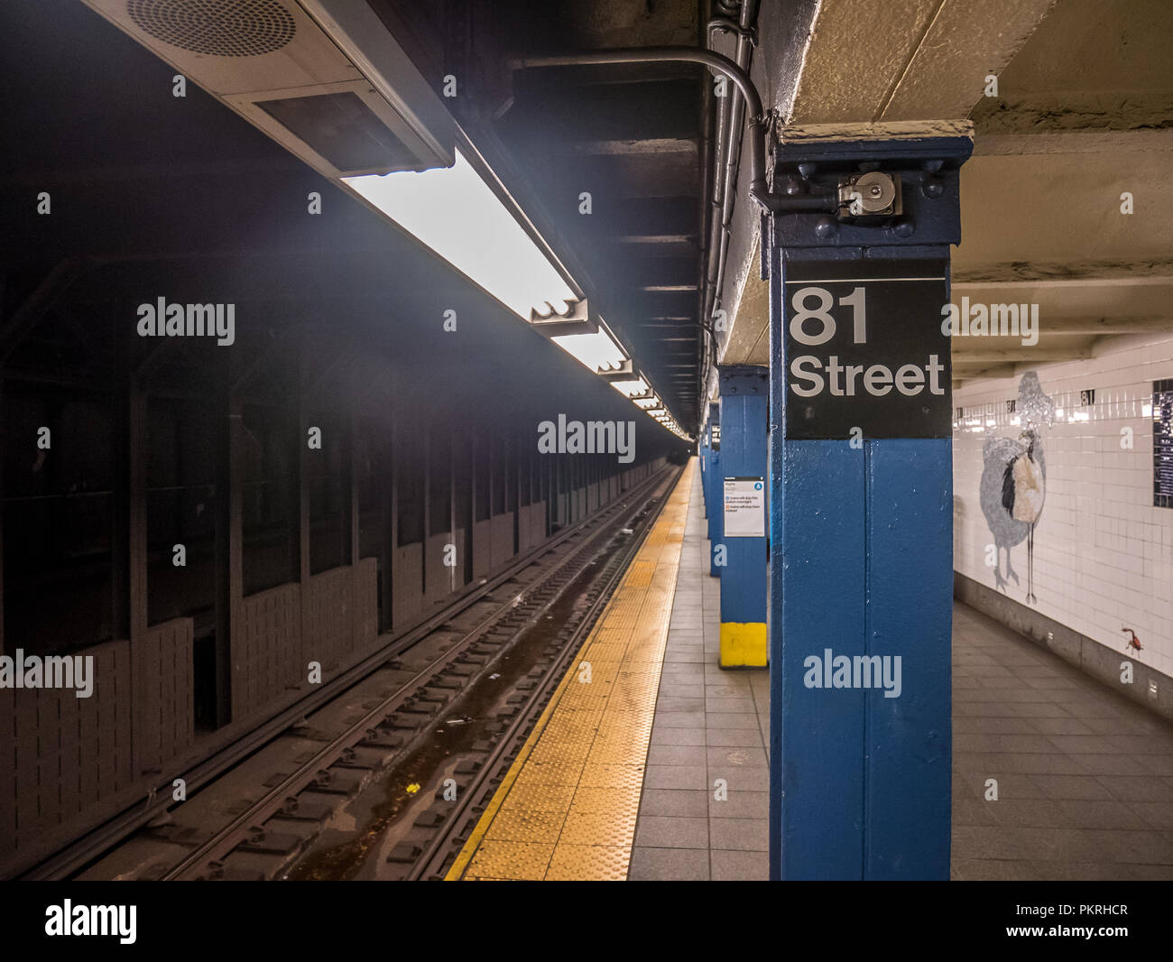 New York City, USA - 10. September 2018: Die U-Bahn Station 81 Street, das Museum für Naturkunde. Stockfoto